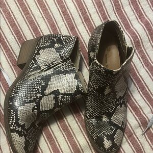 Time and Tru Ankle Boots Snakeskin Print